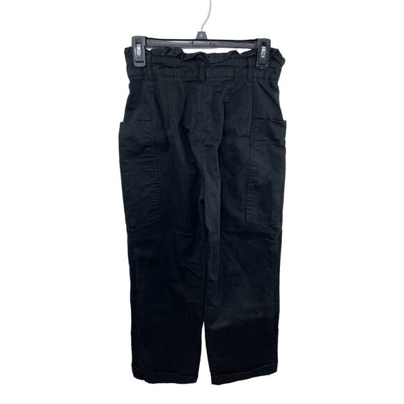 Zara High Waisted Black Pants Paperbag Waist Side Pockets Small Wide Leg - Picture 3 of 7